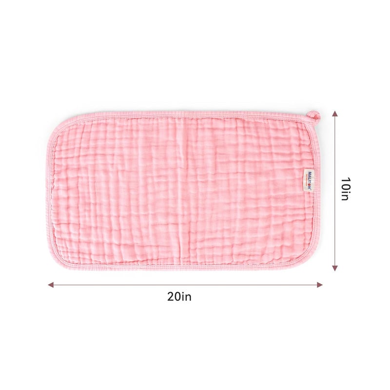 Maliton Muslin Burp Cloths for Baby Girl 6 Pack Large 20''x10'' 100% Cotton Burp Rags Absorbent and Soft 6 Layers Baby Burp Cloths Newborn Girl Essentials(Pink, Pack of 6) - Image 5